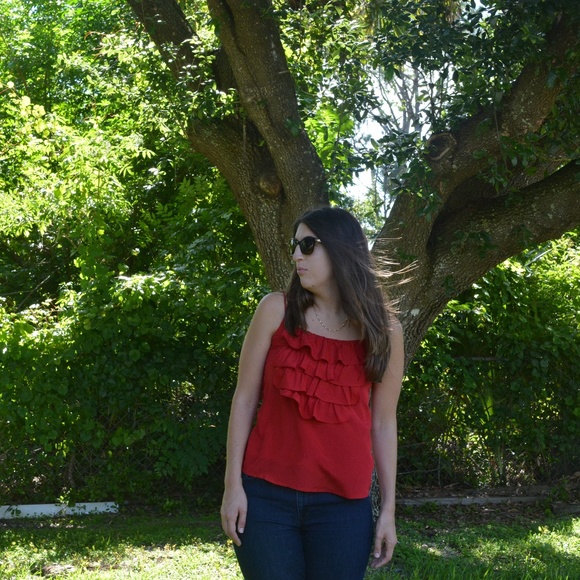 Red Ruffled Shirt - Picture 1 of 3